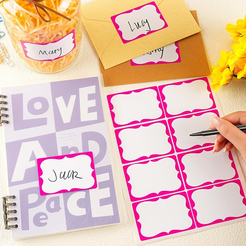 labelon Pink Name Tags,2"x 3" Name Tag Stickers with Pink Border 200 Pcs Adhesive Name Tags Sticker Name Badges Labels for Valentine, School, Office, Home, Party, Conferences - Image 3